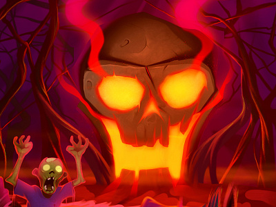 Illustration for Halloween cartoon cartoon halloween illustration skull zombie