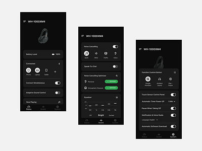 Sony Headphone Companion App Redesign app design figma headphone icon music sony ui