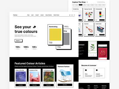 Pantone Homepage cards colour design figma icon ui website