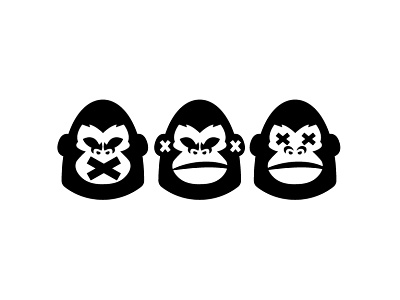 Three Wise Gorilla Logo animal ape black chimp design gorilla gorillaz logo logo for sale minimalist monkey vector wise