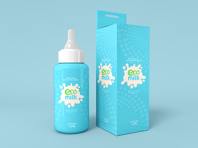 Logo-Design-Bottle-Cow-Liquid milk-Eco milk-Food brands-Label