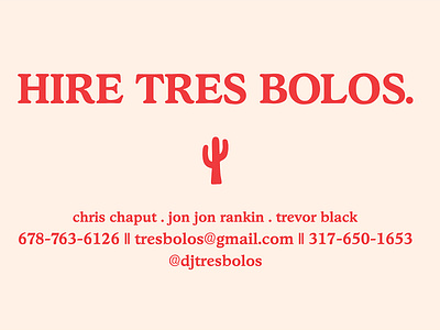 Tres Bolos (back business cards)