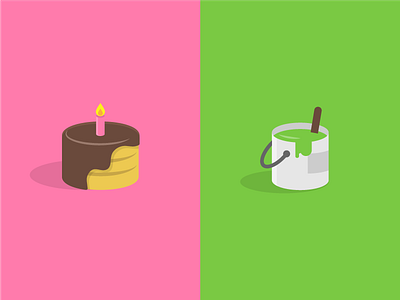 Game Icons bucket cake candle colorful flat game illustration