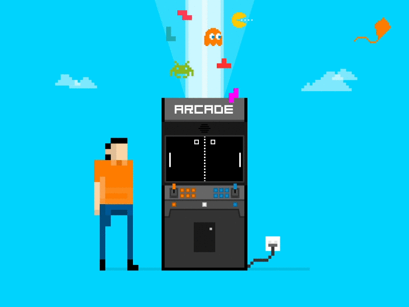 Arcade gift - free ae & ai! ai arcade arkanoid download flat free freebie pacman pixel pong psd tetris