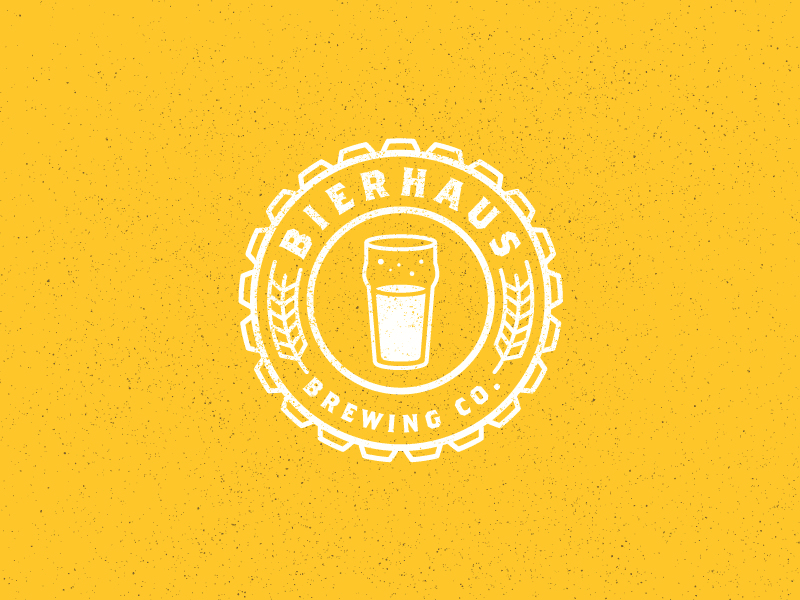 Bierhaus brewing co. beer bierhaus bottle brand flat hop label logo pint redesign stamp wheat