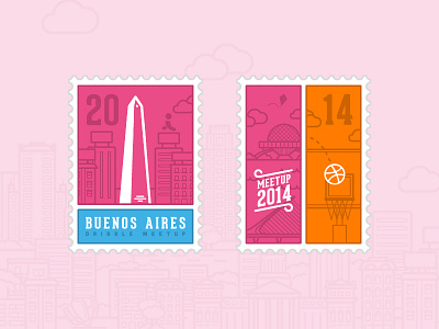 Dribbble Meetup Stamps! 2014 basketball buenos aires city dribbble kite meetup obelisk stamp