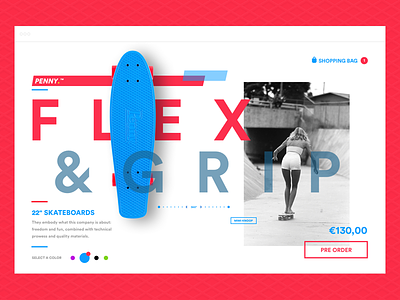 Penny Skateboard E-commerce concept blue concept ecommerce penny red responsive skateboard type