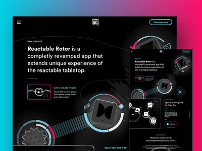 Reactable Rotor Landing WIP black clean dark home homepage hud landing music reactable techno website