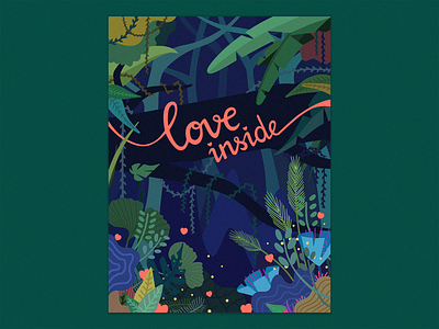 Love Inside illustration illustration art illustrations jungle lettering lettering art livingcoral pantone photoshop