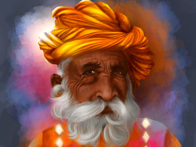 Rajasthani old man chandrani das design digital illustration digital painting digitalart illustration portait