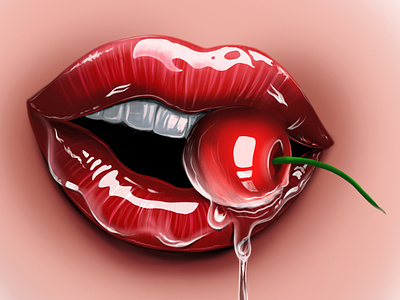 Red lips digital painting chandrani das digitalart digitalpainting drawing graphic design lips portait
