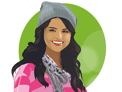 Vector drawing of Selena Gomez cartoon portrait design graphic design illustration portait vector