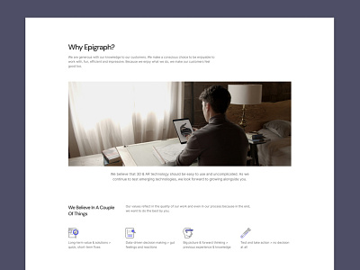 Epigraph About Us Section concept design ui web design website