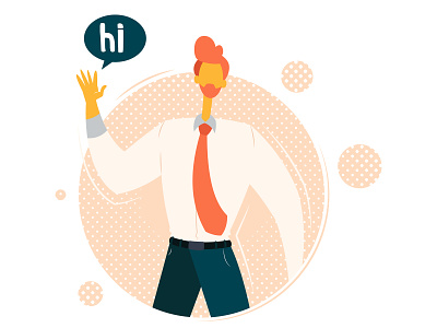 friendly greeting "hi" - Landing page illustration cartoon character colourful cool corporate branding friendly happy ui ux design vector webpage