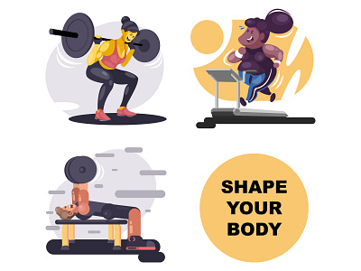 gymnastic affinity affinitydesigner boy character color exercise fitness girl gym hard illustration life people running sport sportman strong treadmill weight weightlifting