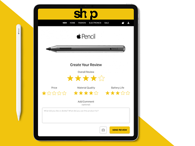 Review Page apple pencil 2 comments design ipad pro ipad pro 2018 item item review review reviews shop logo shop review stars stars review ui upload upload photos