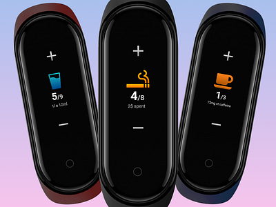 Xiaomi MiBand 4 - Counter beer checker cigarette cigarettes coffe coffee cup counter counters design glass glass of water mi band 4 quantity vector water wine xiaomi xiaomi mi band ximi
