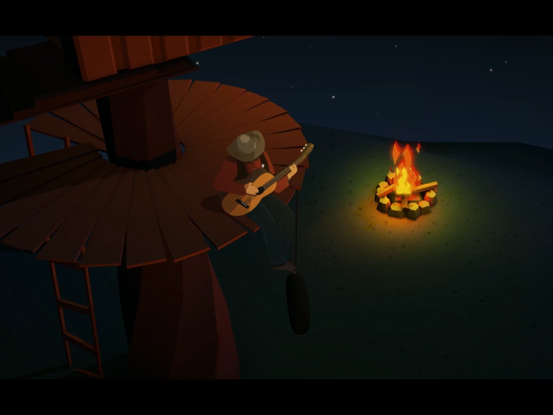 Guitar Night 2d 3d act after effects animaiton animation campfire character cinema4d illustration motion motion graphic rigging