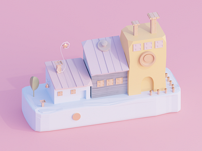 Cute houses 3d art art blender blender 3d blender3d blender3dart houses