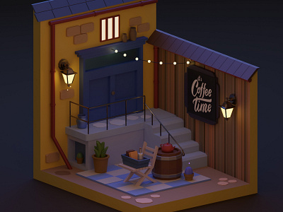 Low Poly cafe blender blender3d cafe low poly low poly art