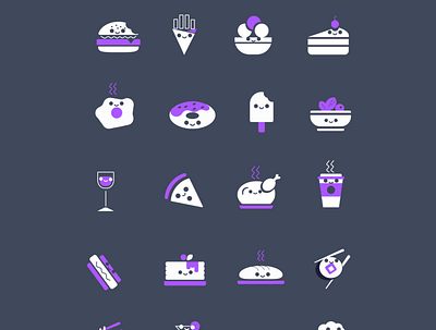 Food icons burger figmadesign food icons pizza purple white