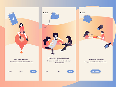 Onboarding page for delivery food app