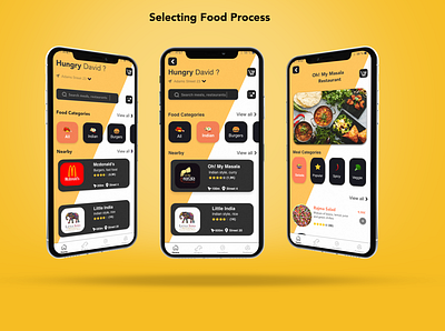 Selecting Food Process adobe illustrator adobe photoshop adobe xd branding delivery app design food illustration mobile ui ui ux