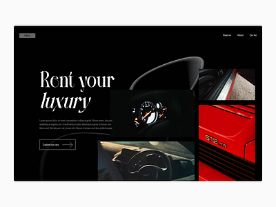 Luxury Car rental landing page exploration #2 cars dark design flat minimal simple typography