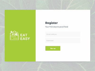 Daily UI 001 Sign Up app design food ui