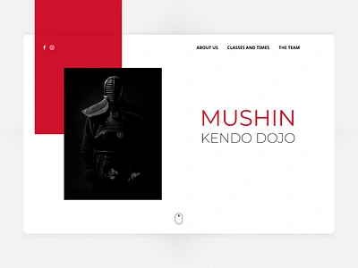 #003 Landing Page (above the fold) branding card design japanese kendo martial art minimal red typography ui web