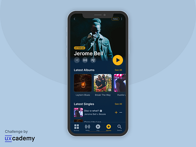 Artist Profile Screen app artist cards design ios app design music music app musician profile design profile page song ui