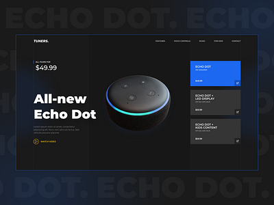 Echo Dot Hero Section cards clean design echo dot product product page ui
