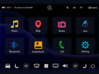 DailyUI - 034 - Car Interface car dashboard daily 100 challenge dark theme ui icon set