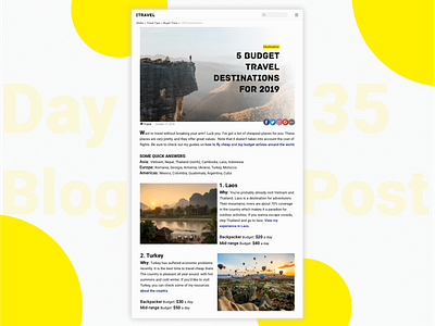 DailyUI - 035 - Blog Post travel blog travel website