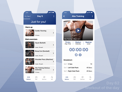 DailyUI - 062 - Workout of the day fitness app gym app