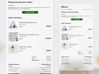 DailyUI - 017 - Email Receipt green home plant