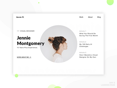 Daily UI -003 -Landing Page blog daily 100 challenge designer portfolio