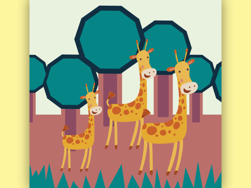 Familia de Jirafas animation comic gif girafa ilustración
