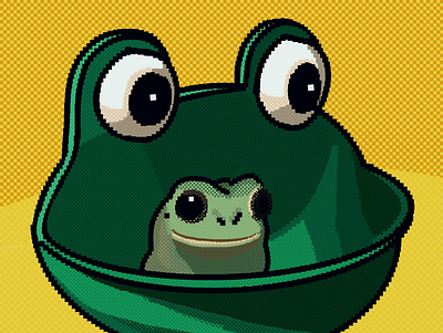 Happy frog illustration pixel