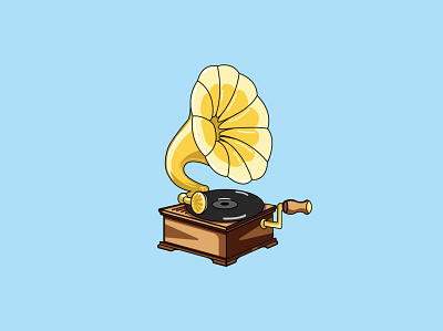 Gramophone cartoons design device gramophone graphics icon illustration logo logo design music player old retro sticker vector vector art vectorart vintage vinyl