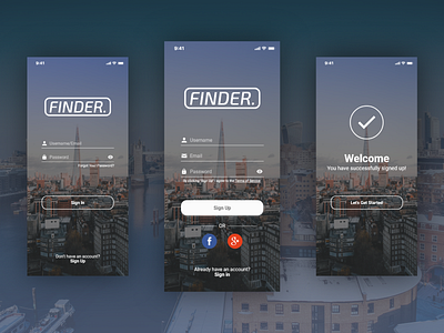Sign Up - Daily UI #001 app app design dailyui dailyui001 design finder interaction london shard sign in sign up ui userexperience userinterface ux welcome