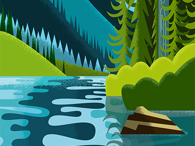 Nature Scene 1/6 illustration mountain nature outdoors pine river trees water