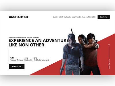 Uncharted Landing Page adventure adventure game landing landing page landing page ui landing page. shoppe ui design ui ux uncharted ux design