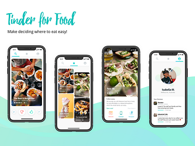 Tinder for food! app apple cards clean concept design food food app foodapp gradient green ios mobile tinder ui