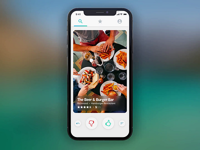 Tinder for Food 🎥 animation app clean design food foodie ios iphonex tinder