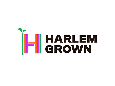 Harlem Grown Logo branding bright design flat garden icon logo minimal vector youth