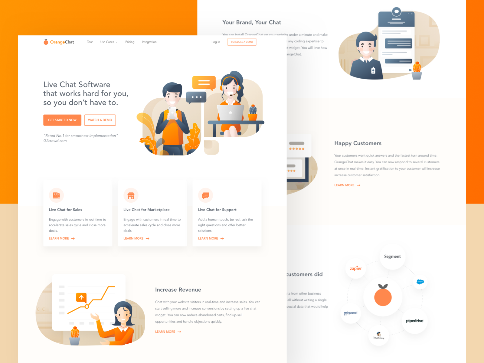 OrangeChat Landing Page by Patya Pindo for Sebo on Dribbble