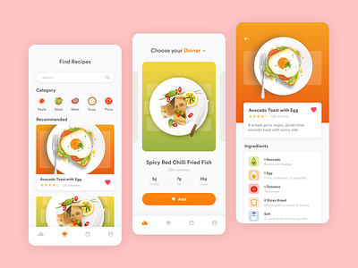 Illustrations for a Food App app diet dish food illustration ingredients mobile