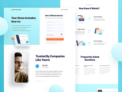 PhoneWagon Get Demo 3d call tracking demo faq header how it works illustration marketing website