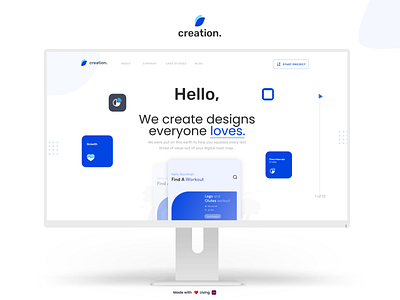 Creation | Product Landing Page Concept adobe xd design homepage interface landing page landing page design landing page ui landingpage typography uidesign ux web webdesign website